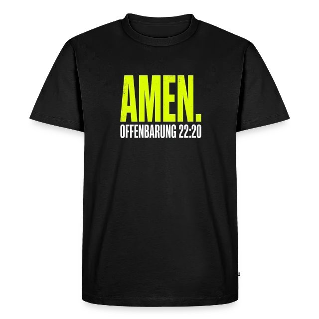 Amen – Offenbarung 22,20 auf Männer Premium Bio T-Shirt in Schwarz, Vorderansicht