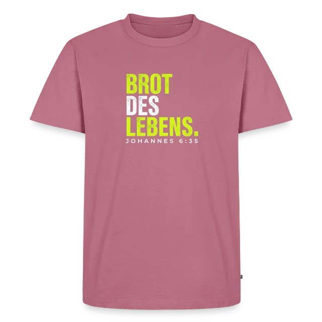 Brot des Lebens – Johannes 6,35 auf Männer Premium Bio T-Shirt in Mauve, Vorderansicht