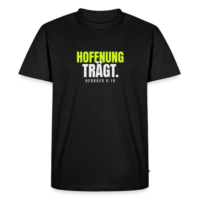 Hoffnung trägt – Hebräer 6,19 auf Männer Premium Bio T-Shirt in Schwarz, Vorderansicht