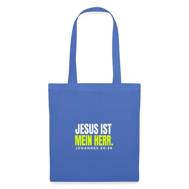 Jesus ist mein Herr – Johannes 20,28 auf Stoffbeutel in Hellblau, Vorderansicht