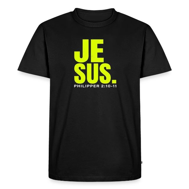 Jesus. – Philipper 2,10–11 auf Männer Premium Bio T-Shirt in Schwarz, Vorderansicht