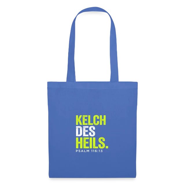 Kelch des Heils – Psalm 116,13 auf Stoffbeutel in Hellblau, Vorderansicht