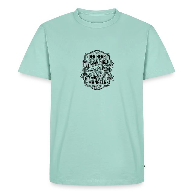 Der Herr ist mein Hirte – Psalm 23,1 auf Männer Premium Bio T-Shirt in Mint, Vorderansicht