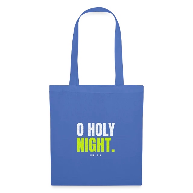 O Holy Night – Luke 2,8 auf Stoffbeutel in Hellblau, Vorderansicht