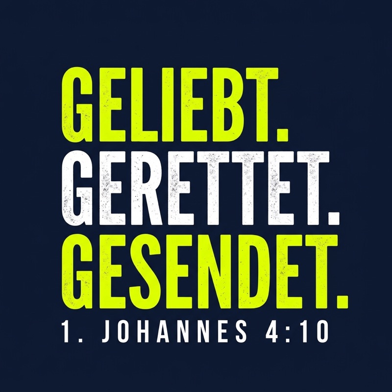 Typografischer Motiventwurf GELIEBT. GERETTET. GESENDET.